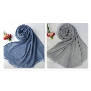 Combo pack- 2 Crinkled Cotton Mesh Sparkling  women's Stole-Blue-Grey 